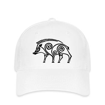 schwarzer keltischer Eber - Flexfit Cap - Weiß - Vorne