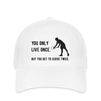 Tennis - Du lebst nur einmal, aber du darfst aufschlagen - Flexfit Cap - Weiß - Vorne