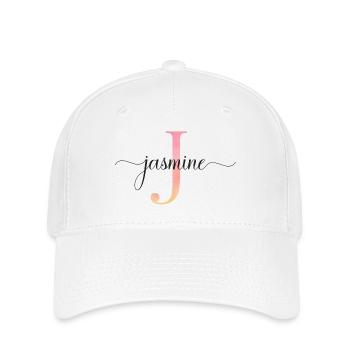 J | Monogram | Name | Jasmine |Watercolor - Flexfit Cap - white - Front