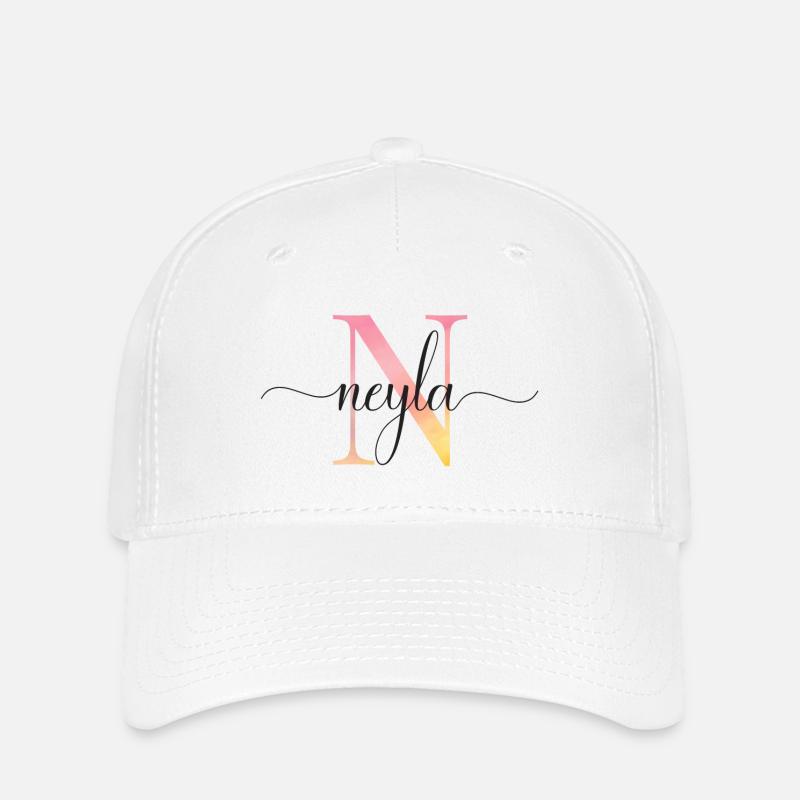 N | Monogramme | Nom | Neyla |Aquarelle - Casquette Flexfit - blanc
