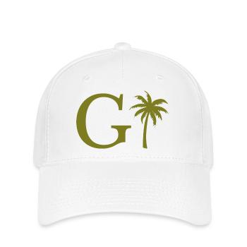 Buchstabe g grüne Palme - Flexfit Cap - Weiß - Vorne