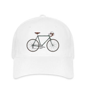 Vélo vintage avec poignées en cuir - Casquette Flexfit - blanc - Devant