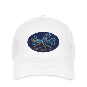 Illustration Stylisée de Poulpe Méditerranéen - Casquette Flexfit - blanc - Devant