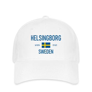 Helsingborg - Schweden Sverige Flagge Koordinaten - Flexfit Cap - Weiß - Vorne