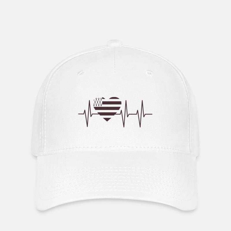 Brittany flag heartbeat - Flexfit Cap - white