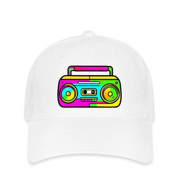 Neon Boombox Retro Pop Art - Flexfit Cap - white - Front