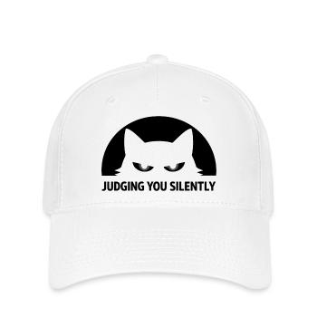 Cat Silent Judgment Black Humor - Flexfit Cap - white - Front