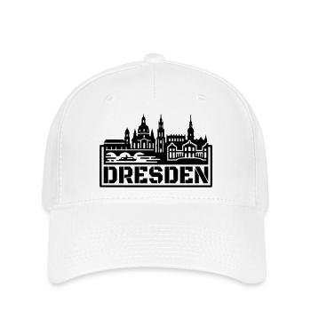 Dresden Stadt Silhouette Wahrzeichen Souvenir - Flexfit Cap - Weiß - Vorne