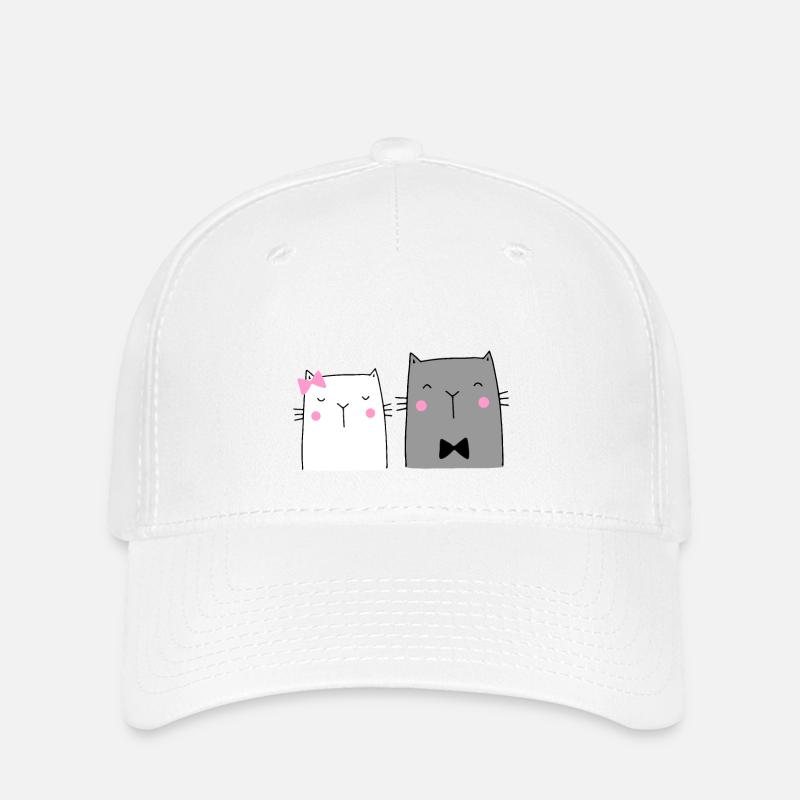 Cats Couple Wedding Gift - Flexfit Cap - white