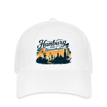 Hamburg Mein Heimathafen Stadt Silhouette Geschenk - Flexfit Cap - Weiß - Vorne