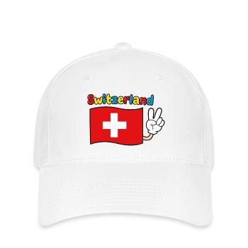 Schweiz Flagge - Flexfit Cap - Weiß - Vorne