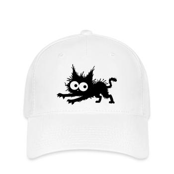 Gestresste schwarze Katze - Stress, Angst, Schreck - Flexfit Cap - Weiß - Vorne