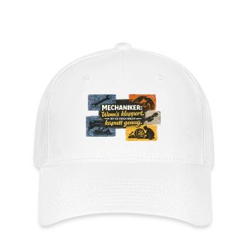 Mechaniker Spruch Illustration - Flexfit Cap - Weiß - Vorne