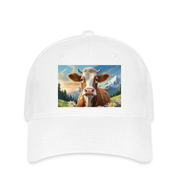 Vache joyeuse dans le panorama alpin - Casquette Flexfit - blanc - Devant