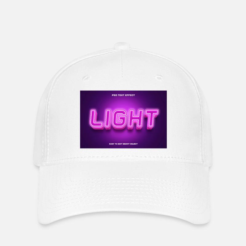 Lettrage à lumière néon - Casquette Flexfit - blanc