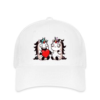 Duo Cœur de Licorne - Casquette Flexfit - blanc - Devant