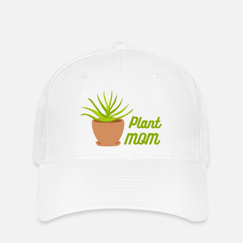 Plant Mom Aloe Pot Illustration - Flexfit Cap - white