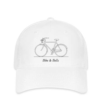 Dessin au trait de vélo et de cloches - Casquette Flexfit - blanc - Devant