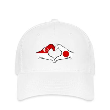 Singapour Japon Drapeau Mains Coeur Forme - Casquette Flexfit - blanc - Devant