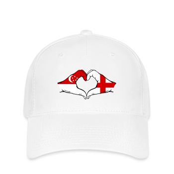 Singapur England Flagge Hände Herzform - Flexfit Cap - Weiß - Vorne