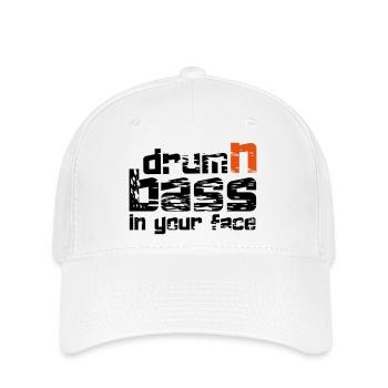 Drum'n'Bass Music Techno Bass Geschenk Idee - Flexfit Cap - Weiß - Vorne
