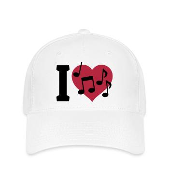 I love Music - J'aime la musique - Casquette Flexfit - blanc - Devant
