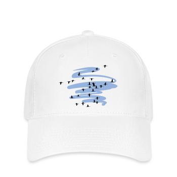 Wildgänse Kraniche Frühling - Flexfit Cap - Weiß - Vorne