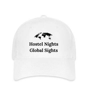 Hostel Nights, Global Sights – Backpacker Shirt - Flexfit Cap - white - Front