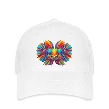 Bunte geometrische Betta-Fisch-Pop-Art - Flexfit Cap - Weiß - Vorne