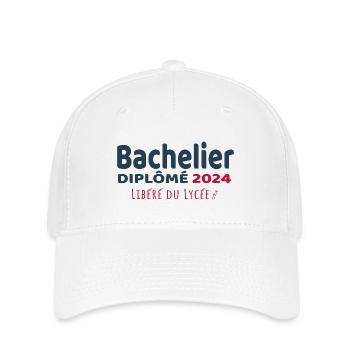 Bachelier 2024 - Cadeau Humour Baccalauréat 2024 - Casquette Flexfit - blanc - Devant