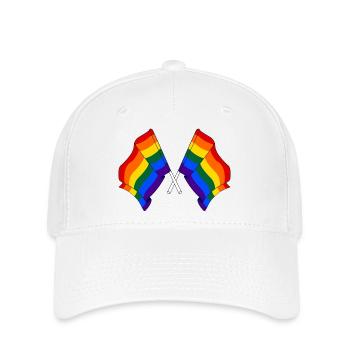 Zwei Regenbogenfahnen - Flexfit Cap - Weiß - Vorne