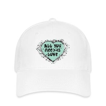 Liebevolles Herzdesign mit Botschaft - Flexfit Cap - Weiß - Vorne