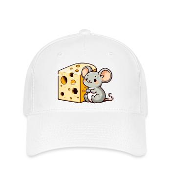 Souris amoureuse du fromage : la petite gourmande - Casquette Flexfit - blanc - Devant