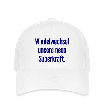 Diaper change – our new superpower - Flexfit Cap - white - Front