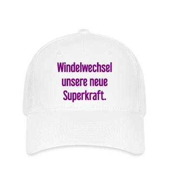 Diaper change – our new superpower - Flexfit Cap - white - Front