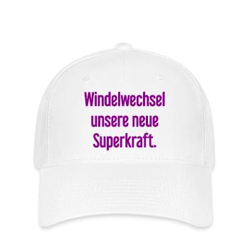 Diaper change – our new superpower - Flexfit Cap - white - Front