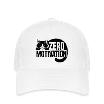 Null Motivation Katze - Flexfit Cap - Weiß - Vorne