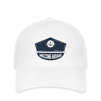 Nautic Design Welcome Aboard Anchor Patch Cap Navy - Flexfit Cap - white - Front