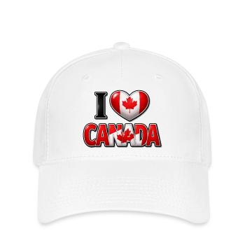 I Love Canada – Herz mit Ahornblatt - Flexfit Cap - Weiß - Vorne