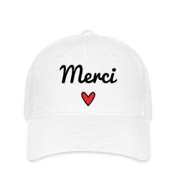 MERCI. THANKS. THANK YOU. ANNIVERSAIRE. NAISSANCE. - Casquette Flexfit - blanc - Devant