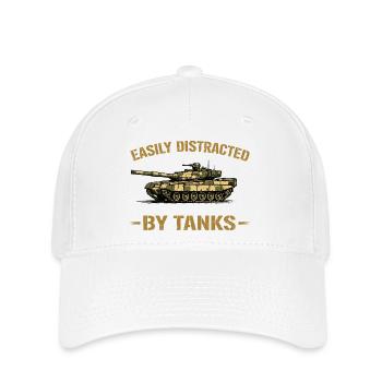 Easily Distracted by Tanks Funny Military Tanker H - Flexfit Cap - white - Front