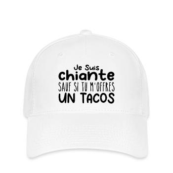 Frau, die liebt: Tacos. Lustiger Design-Humor - Flexfit Cap - Weiß - Vorne