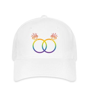 Alliances LGBT Mariage Enterrement de vie de garçon Couple Arc-en-ciel Diamant - Casquette Flexfit - blanc - Devant