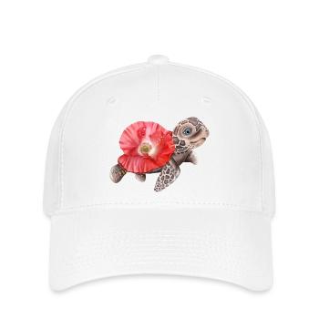 Süße Schildkröte mit Mohnblume - Flexfit Cap - Weiß - Vorne