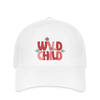 Wild Child - Fleur rétro mignonne - Casquette Flexfit - blanc - Devant