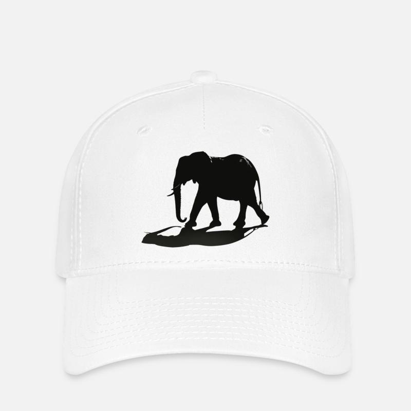 Elephant Silhouette - Flexfit Cap - white