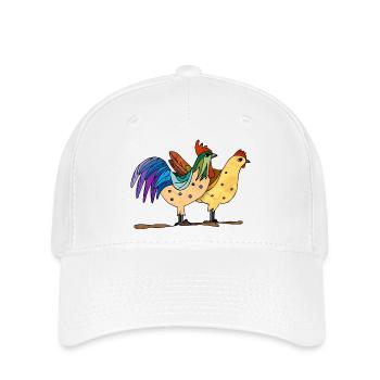 Coq et poule - Casquette Flexfit - blanc - Devant