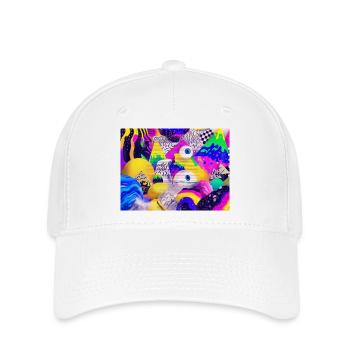 Bunte Psychedelic Geometry Illustration - Flexfit Cap - Weiß - Vorne