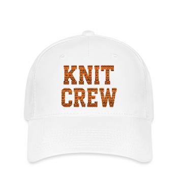 Ras du cou : Texte tricoté orange - Casquette Flexfit - blanc - Devant