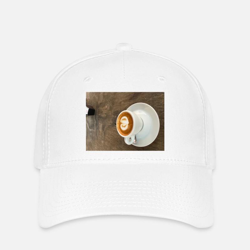 Heart Latte Art on Wood - Flexfit Cap - white